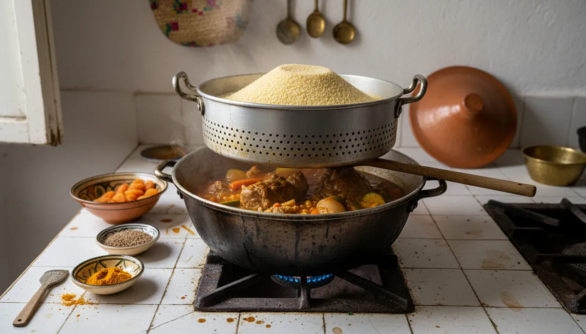 Recette du couscous à l'agneau au couscoussier